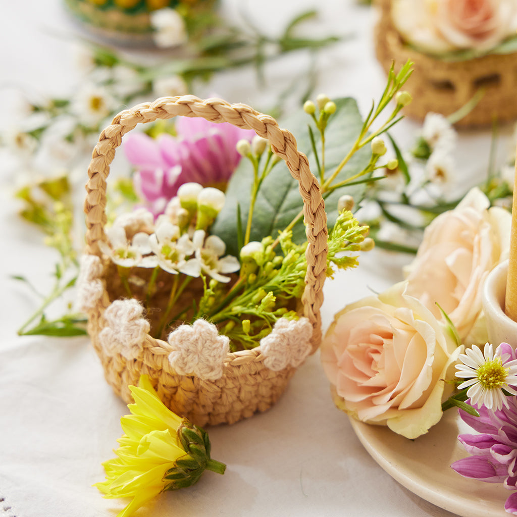 White Flowers Basket