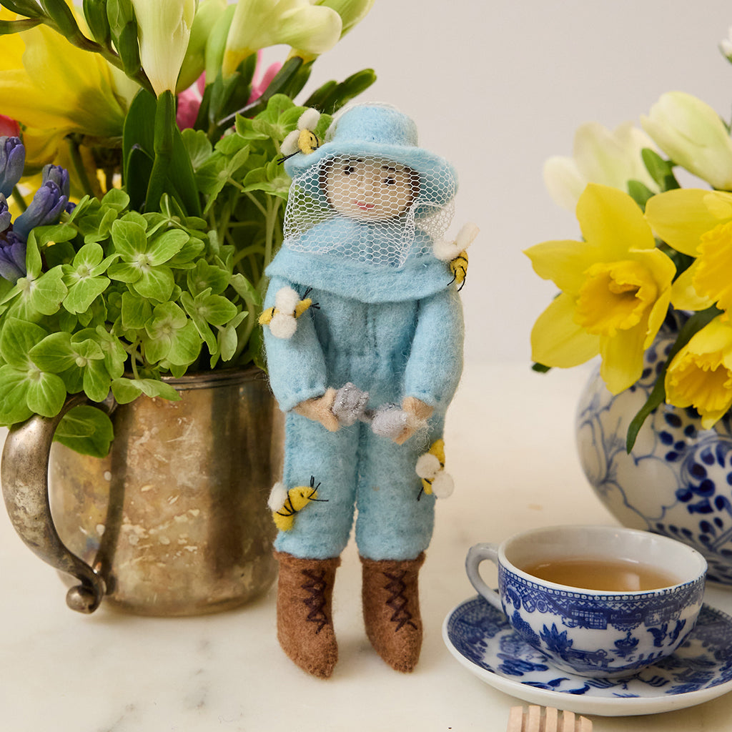 Blue Beekeeper Ornament