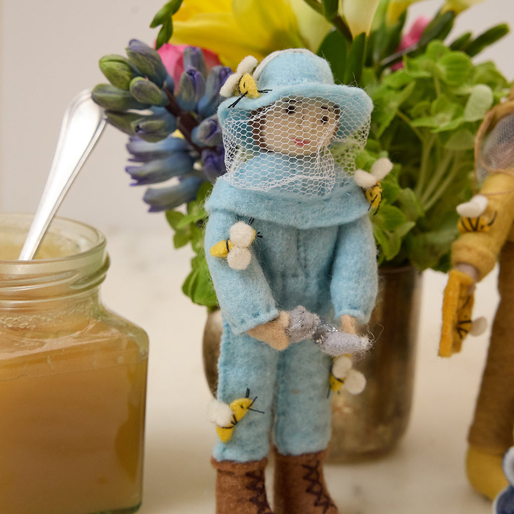 Blue Beekeeper Ornament