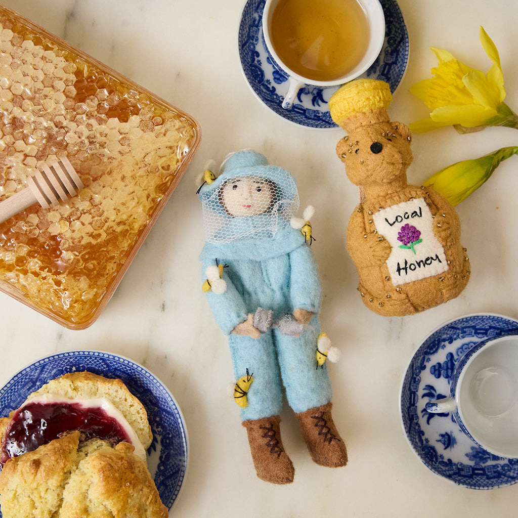 Blue Beekeeper Ornament