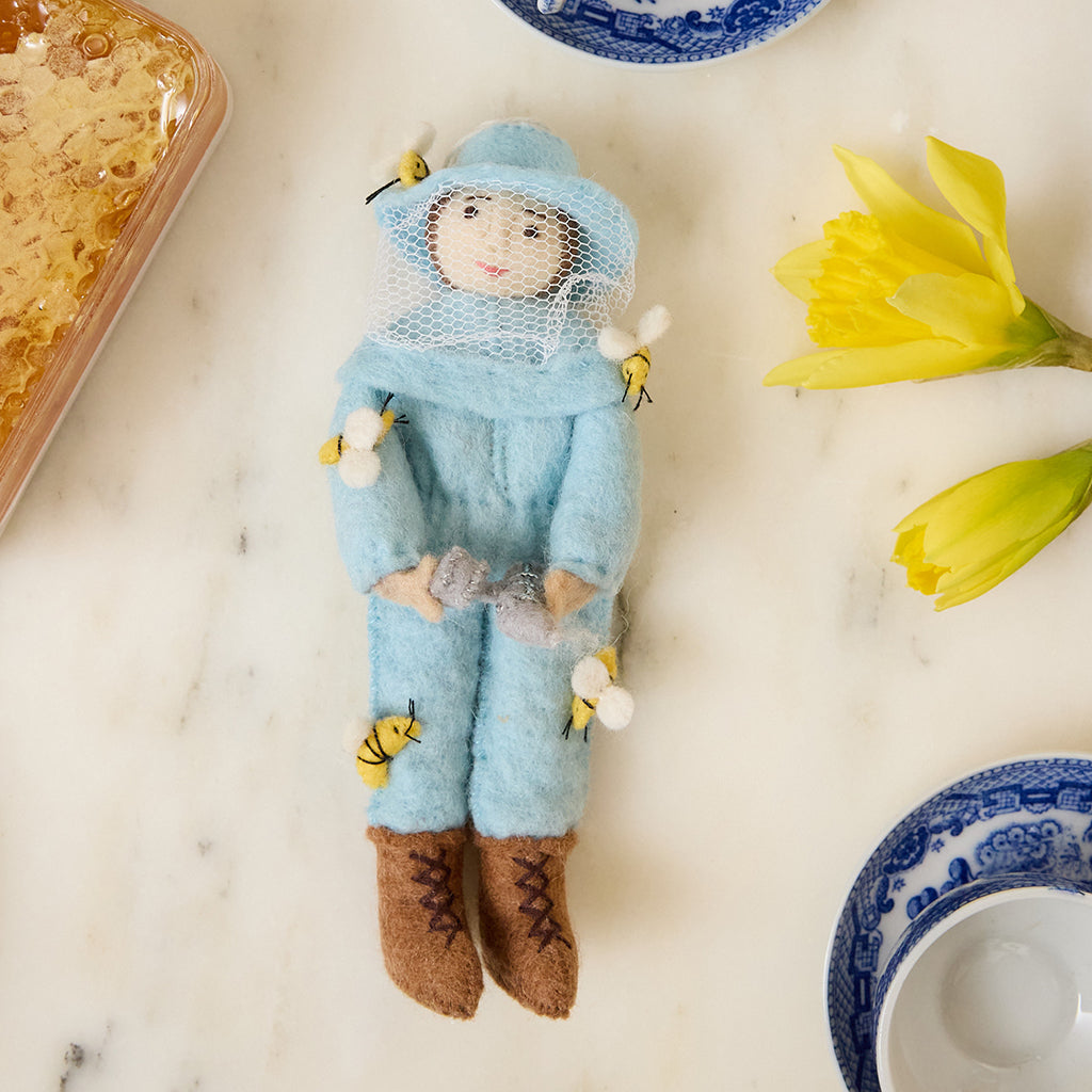 Blue Beekeeper Ornament