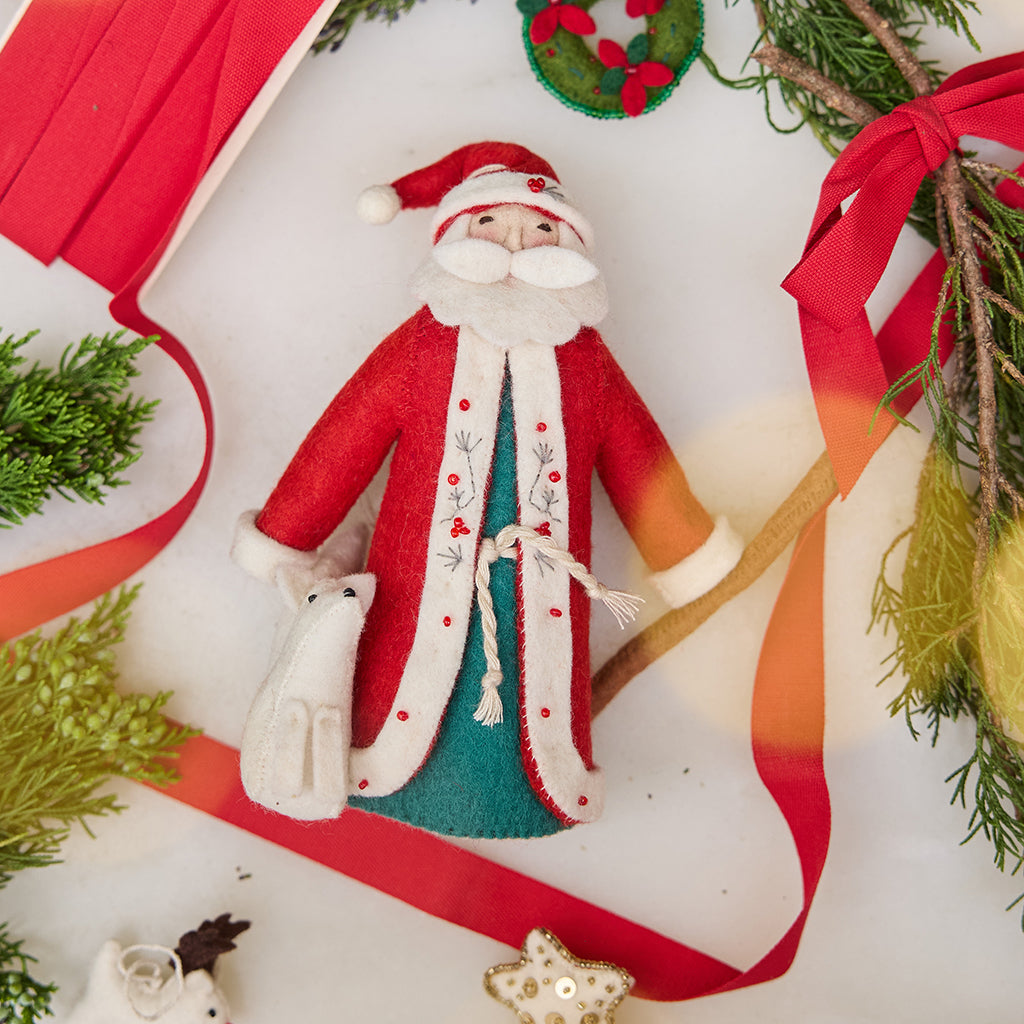 Winter Santa Fox Ornament
