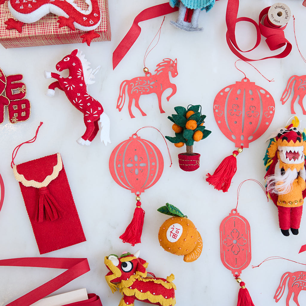 Chinese Red Horse Ornament