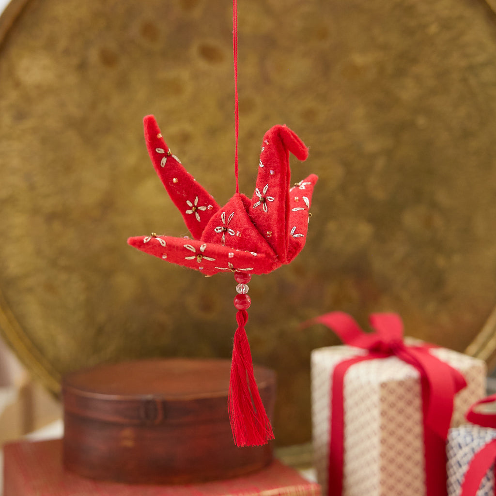 Red Gold Origami Ornament