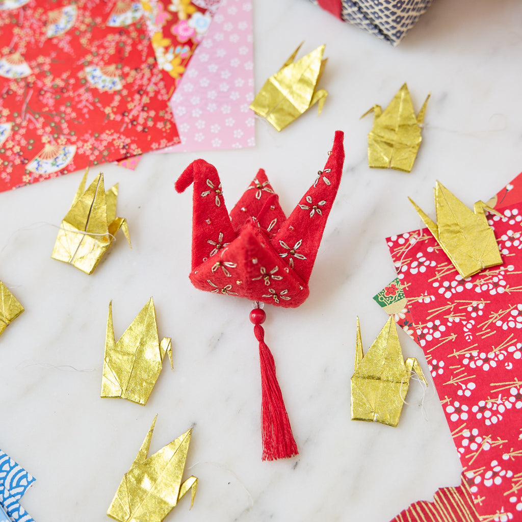 Red Gold Origami Ornament