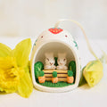Bunnies Egg Ceramic Ornament
