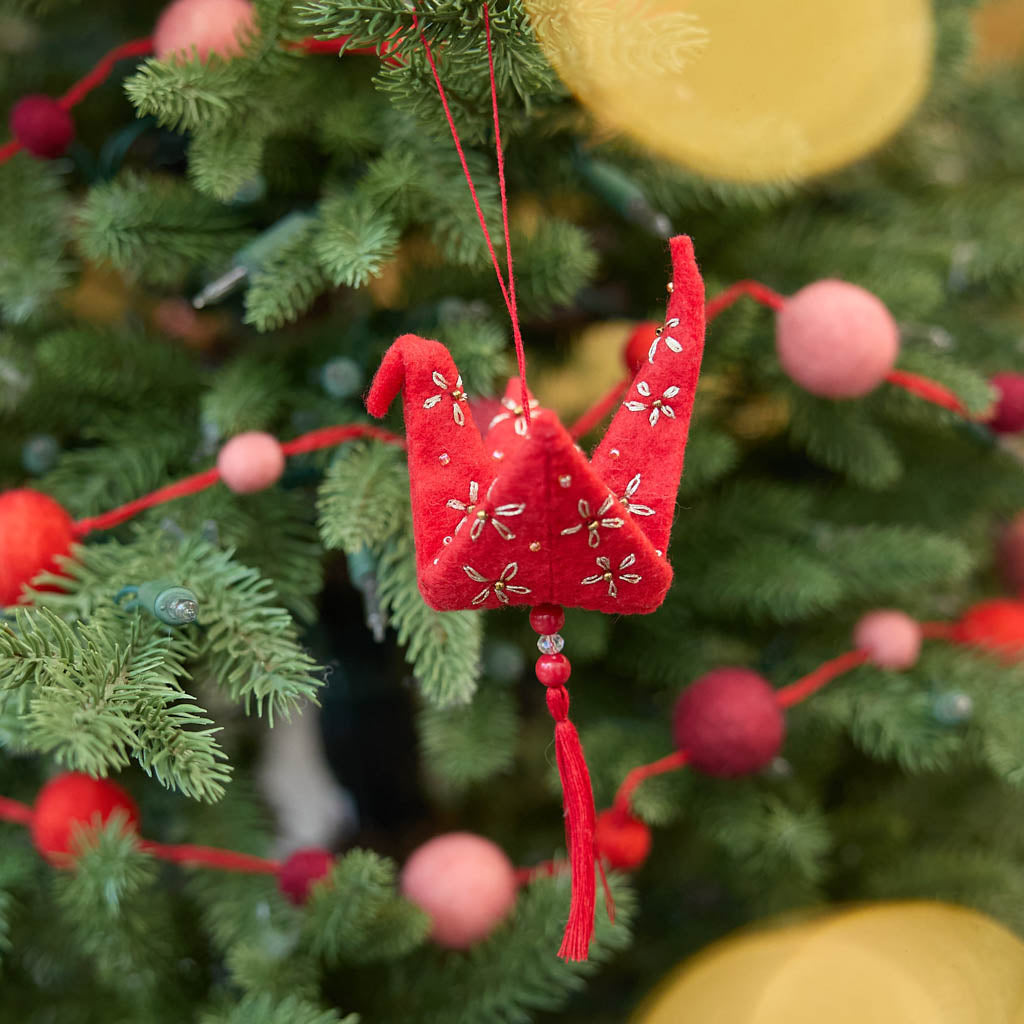 Red Gold Origami Ornament
