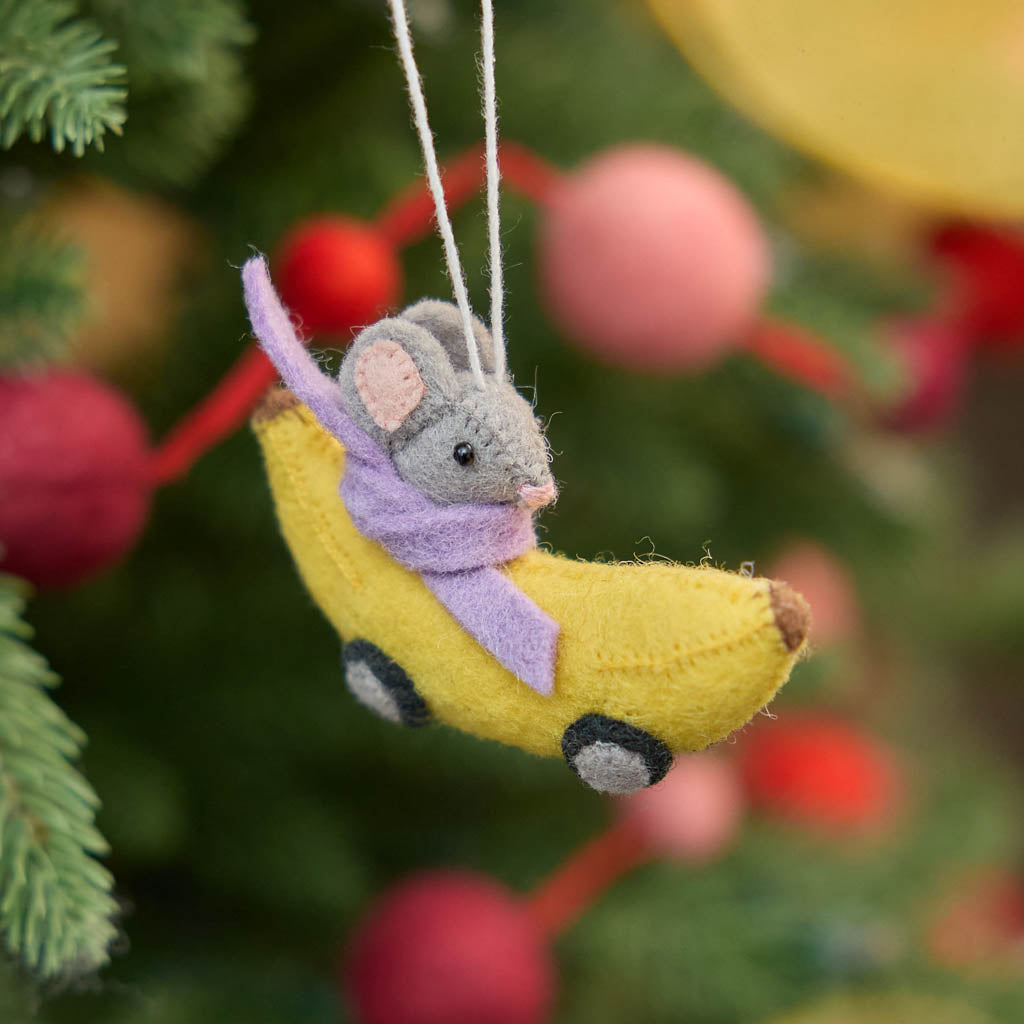 Mouse Banana Race Ornament