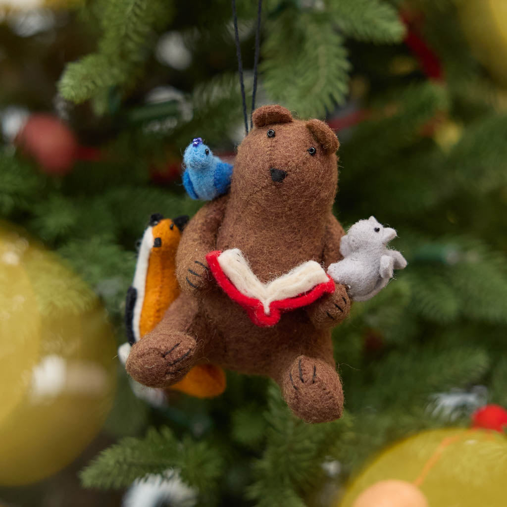 Reading Bear Friends Ornament