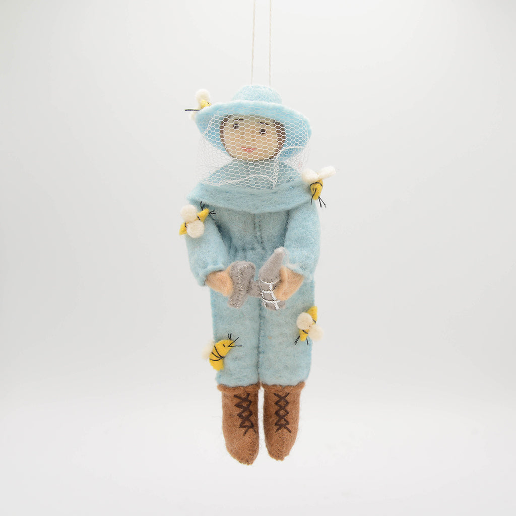 Blue Beekeeper Ornament