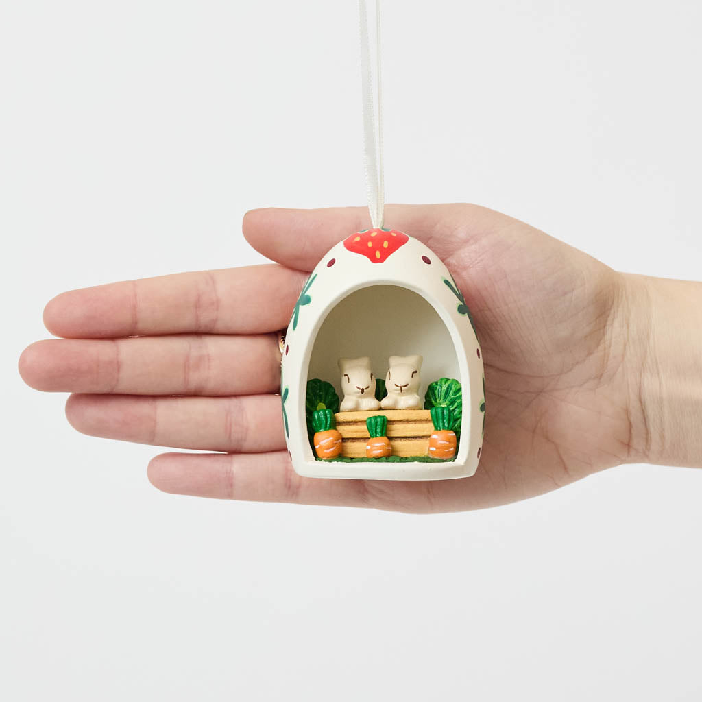 Bunnies Egg Ceramic Ornament