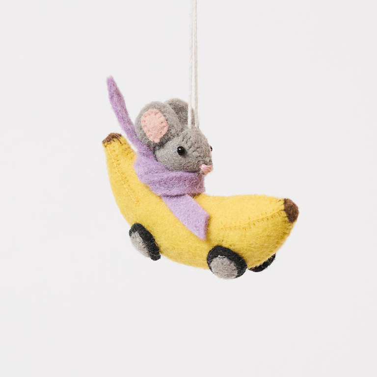 Mouse Banana Race Ornament