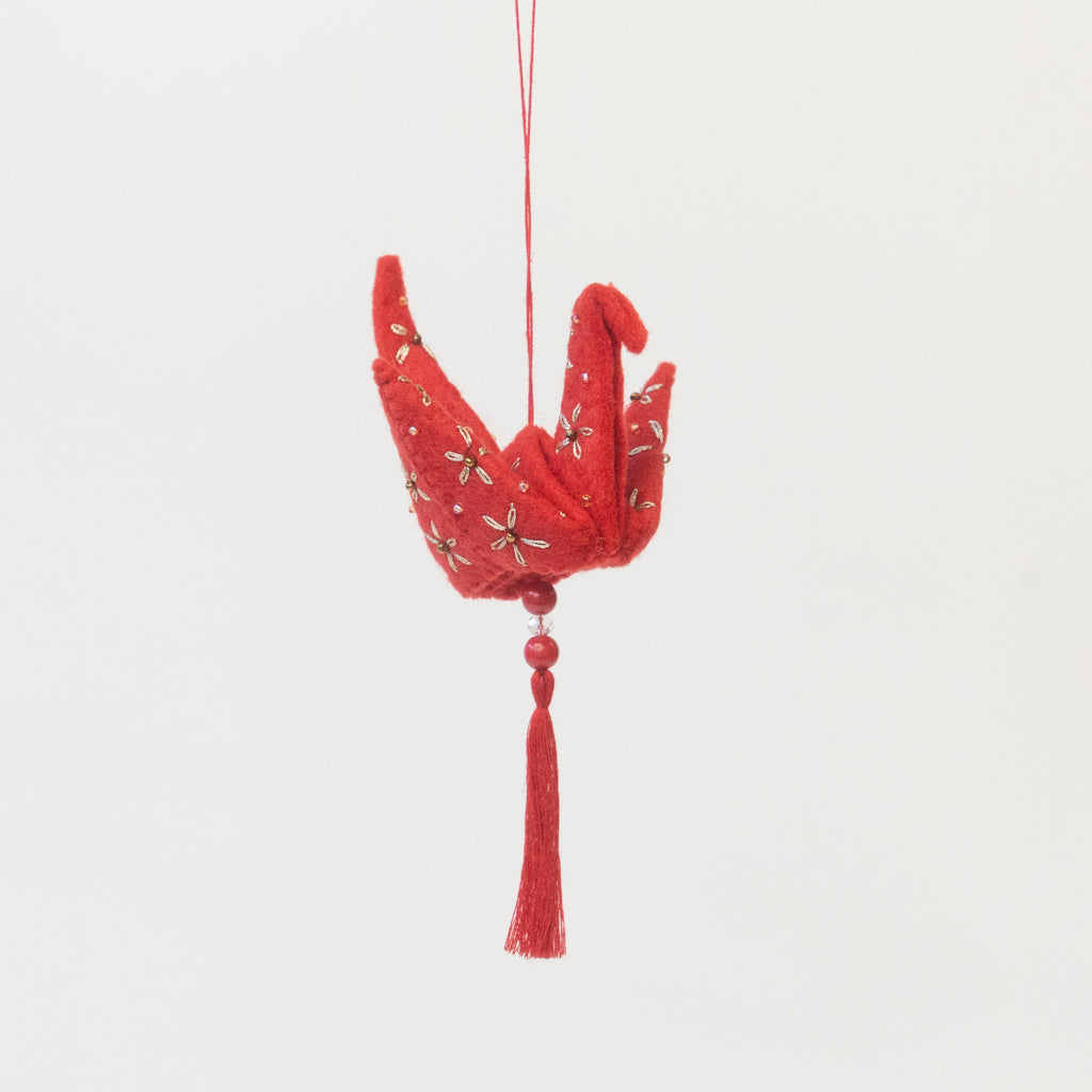 Red Gold Origami Ornament