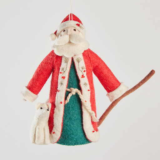 Winter Santa Fox Ornament