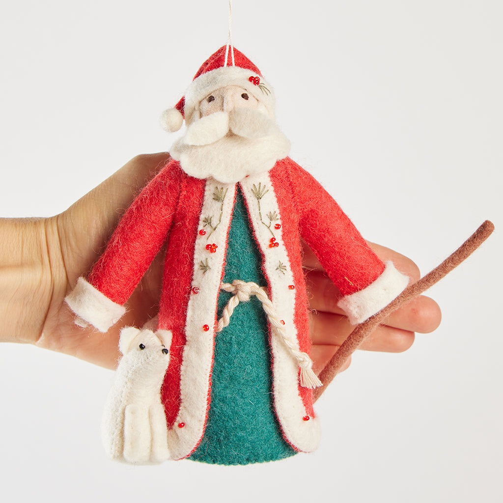 Winter Santa Fox Ornament